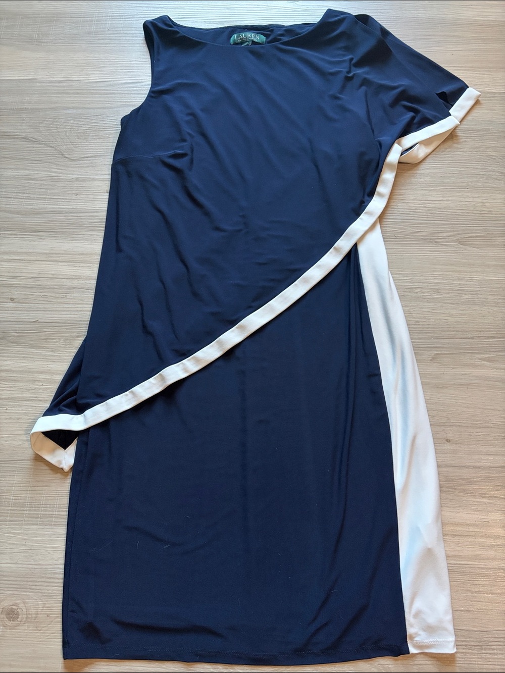Lauren Ralph Lauren Navy and White Asymmetrical Dress